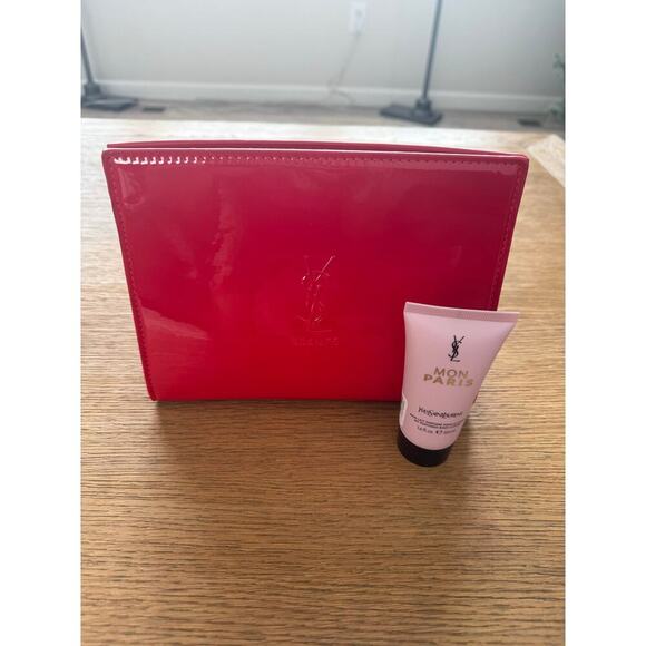 Yves Saint Laurent YSL Beaute Lmtd Edition Red Clutch w/ Mon Paris Body Lotion - Picture 1 of 10